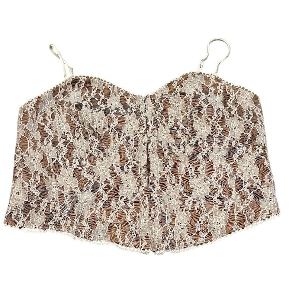 Women's Sweetheart Lace Corset Top Brown Camisole Size M